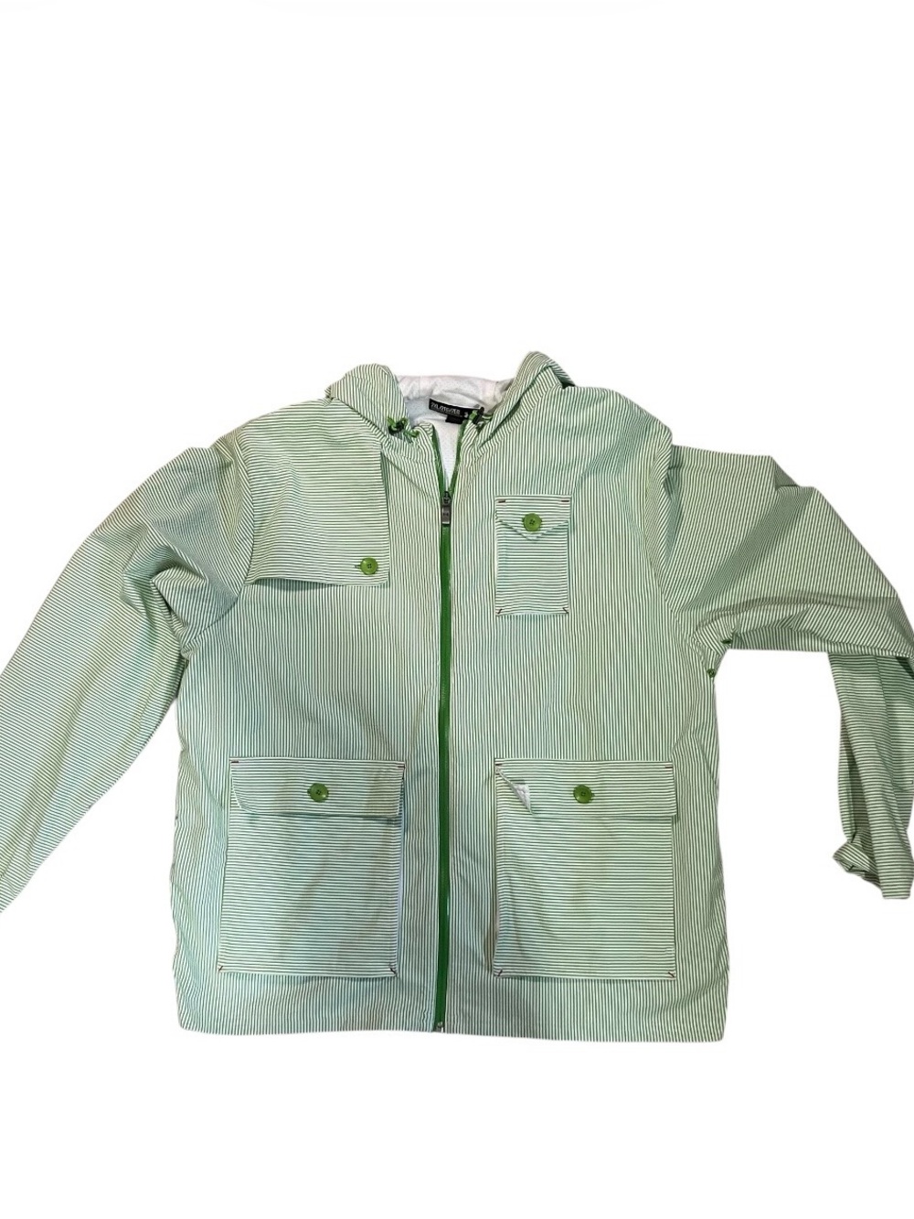 Under Armour Green and White Striped Hooded Jacket